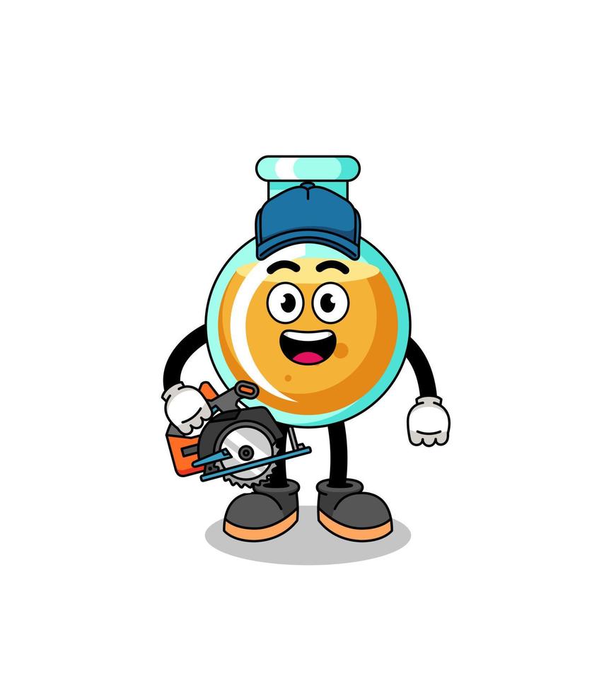 Cartoon Illustration of lab beakers as a woodworker vector