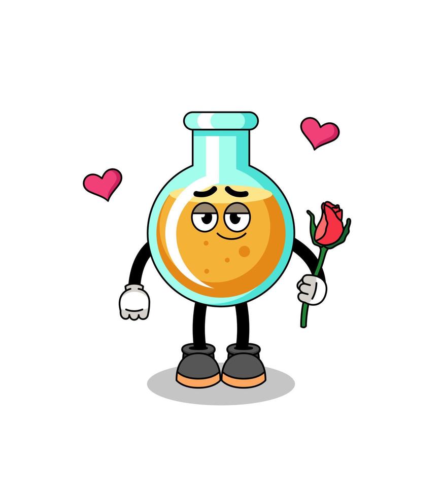 lab beakers mascot falling in love vector