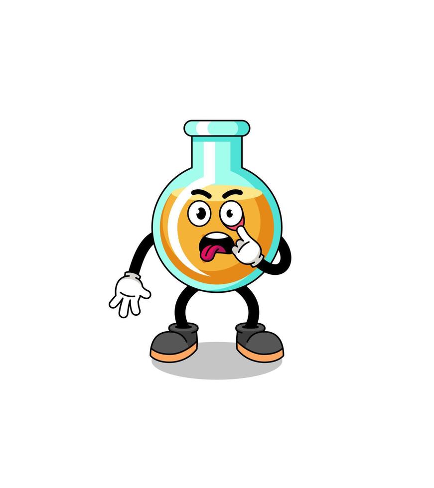 ilustración de personaje de vasos de laboratorio con la lengua fuera vector