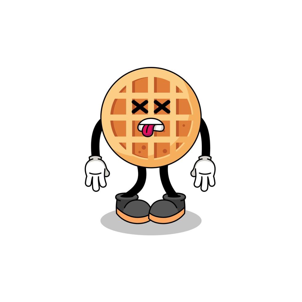 la ilustración de la mascota de waffle circular está muerta vector