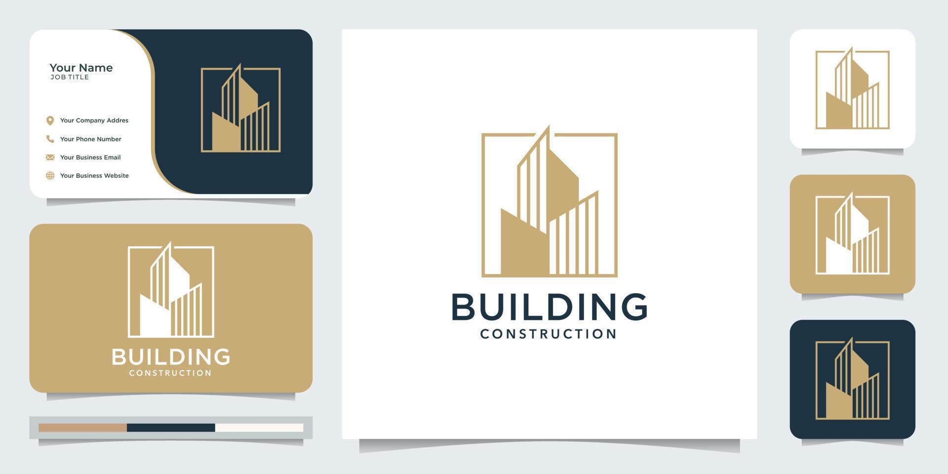 building logo design inspiration and business card. Premium Vector