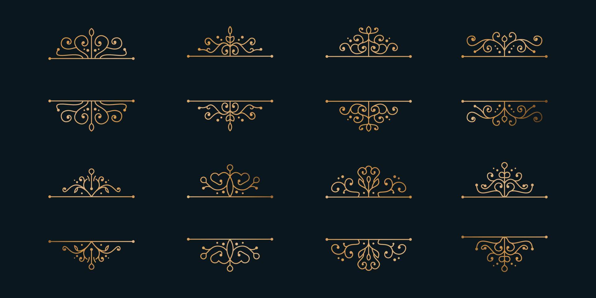 Set of golden frames, minimalist dividers.Premium Vector