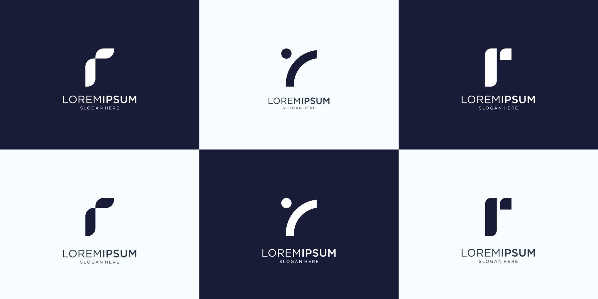 Set of abstract initial letter r logo design template. icons for business of luxury, elegant, simple. Premium Vector