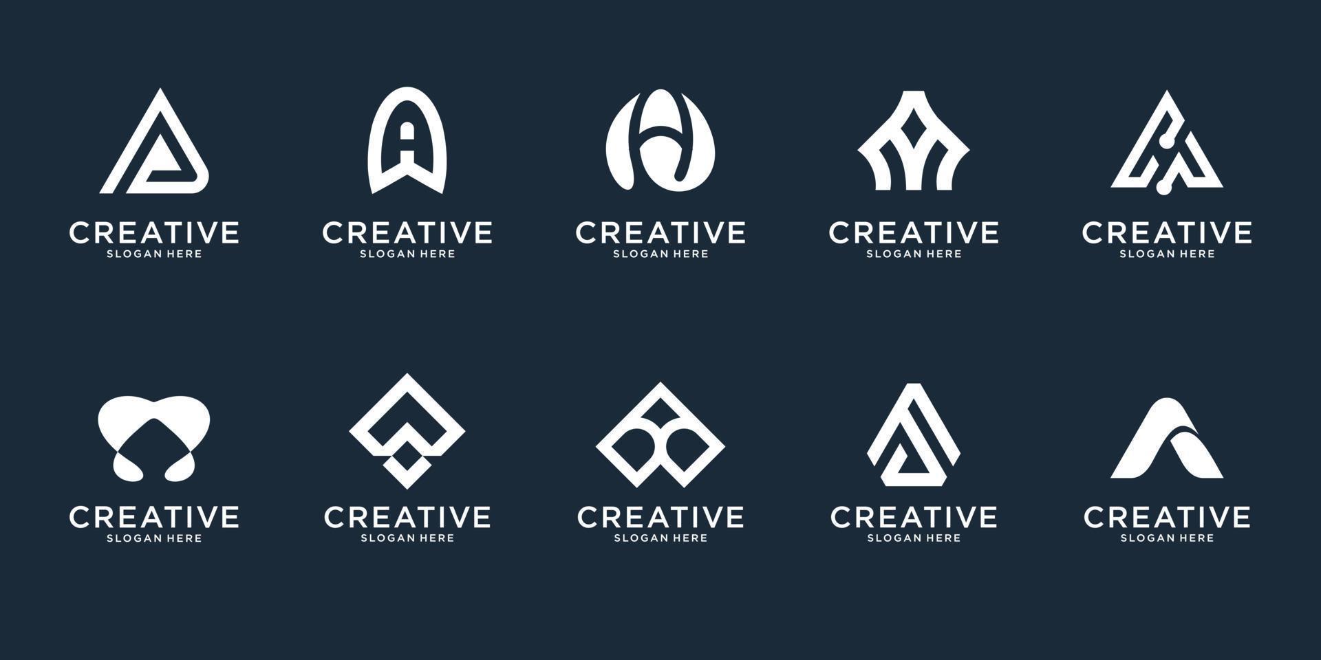 conjunto de letras iniciales abstractas una plantilla de diseño de logotipo. iconos para negocios de lujo, elegantes, simples. vector premium