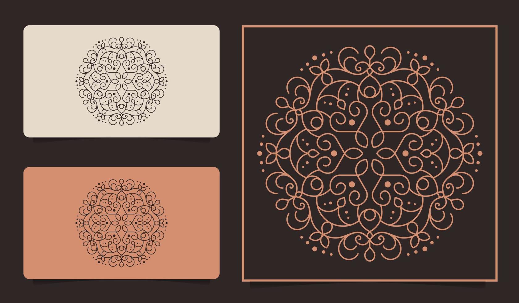 Mandala logo luxury, background design and business card.Premium Vector