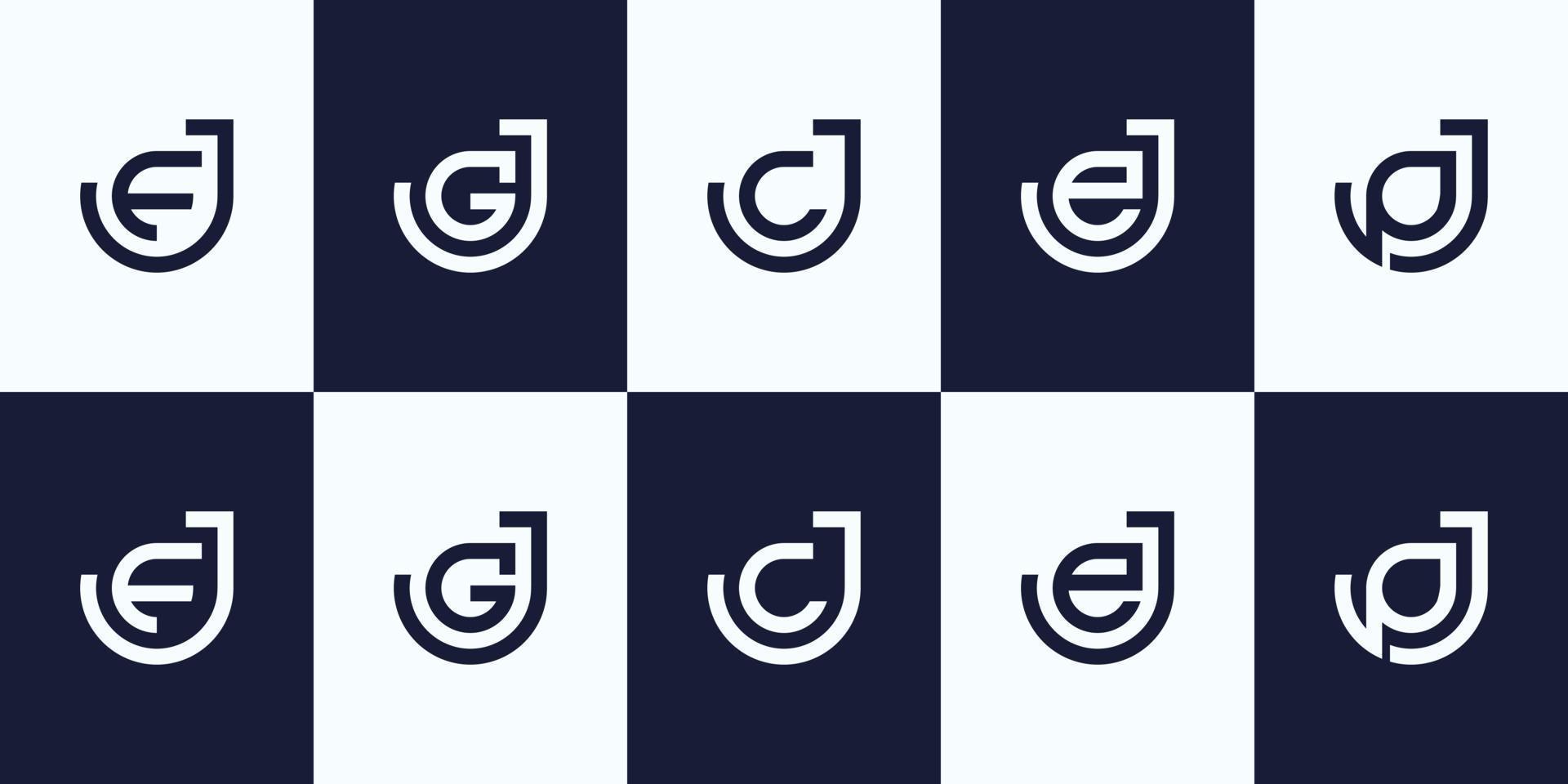 conjunto de combinación abstracta de letra inicial j y plantilla de diseño de logotipo aleatorio de letras. iconos para negocios de lujo, elegantes, simples. vector premium
