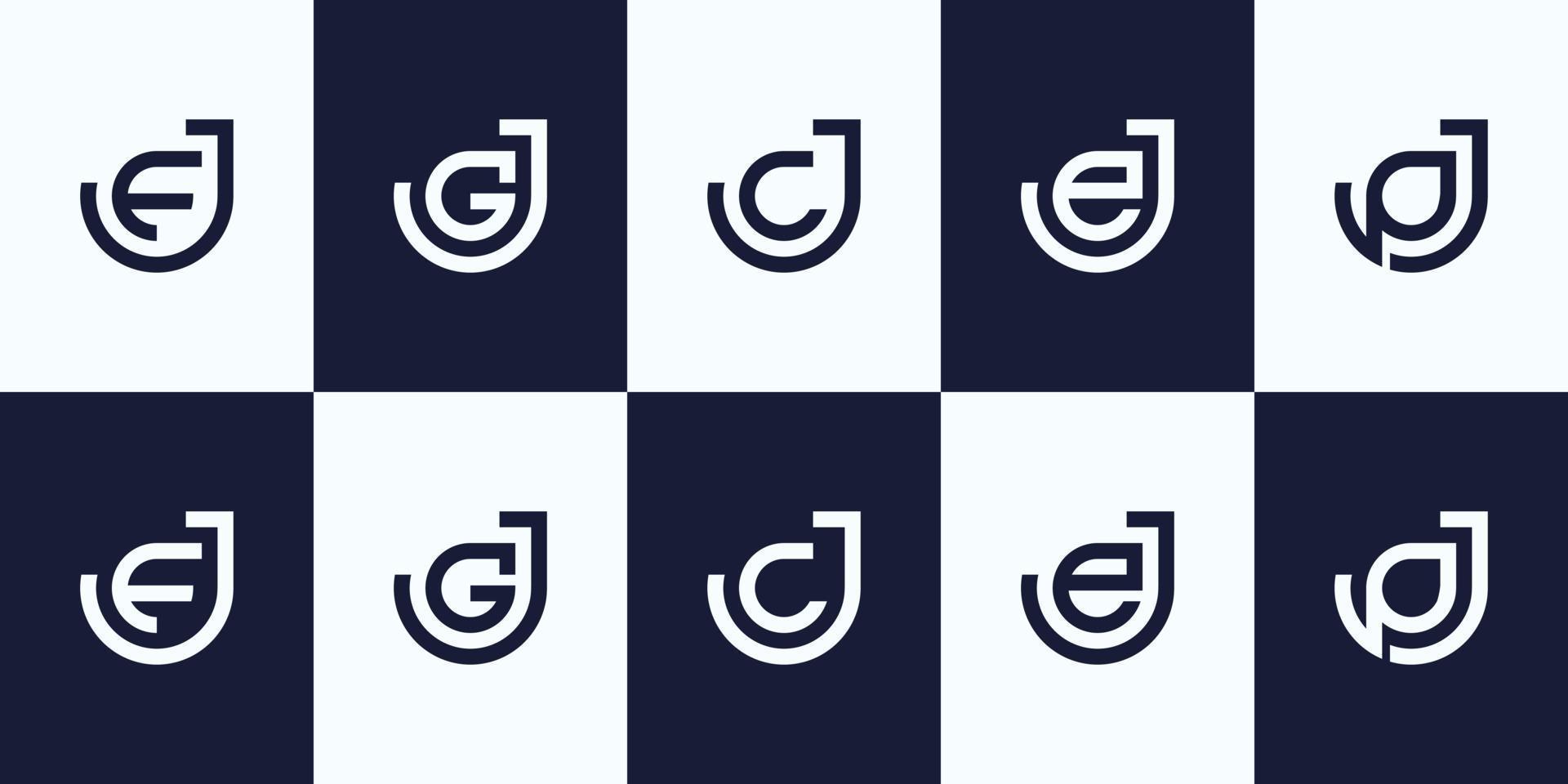 Set of abstract combination initial letter j and letter random  logo design template. icons for business of luxury, elegant, simple. Premium Vector