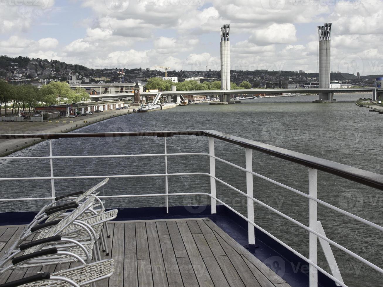 the river seine neasr rouen in france photo