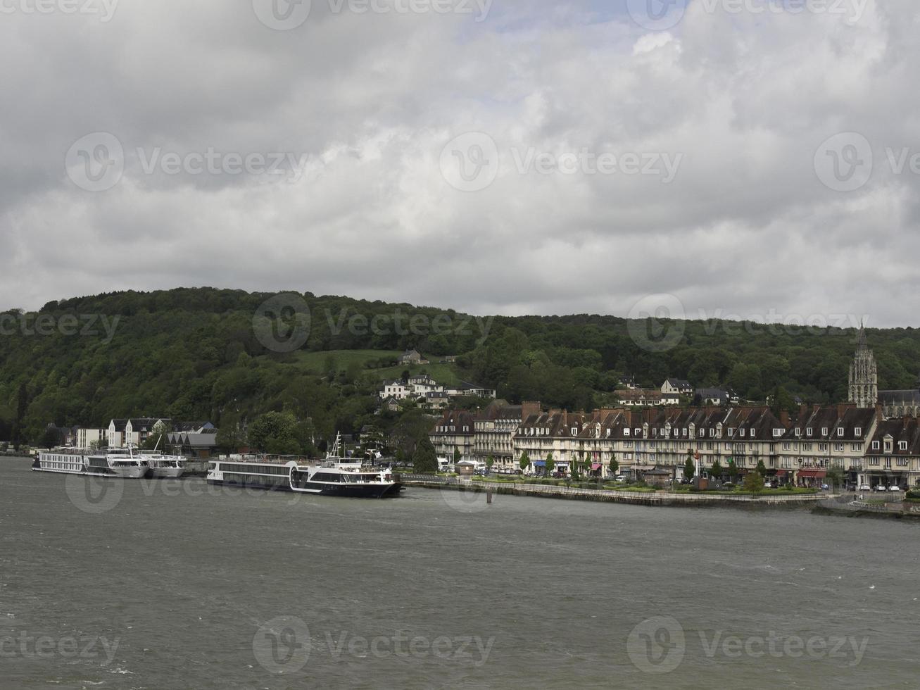 the river seine neasr rouen in france photo