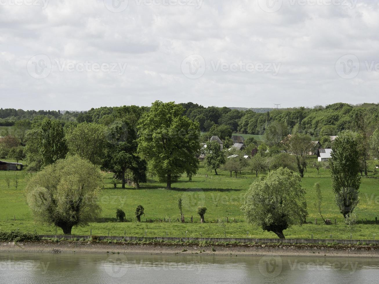 the river seine neasr rouen in france photo