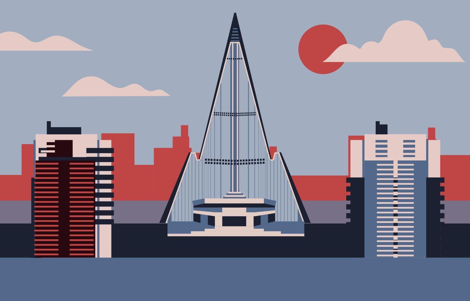 Pyongyang city landmark illustration vector