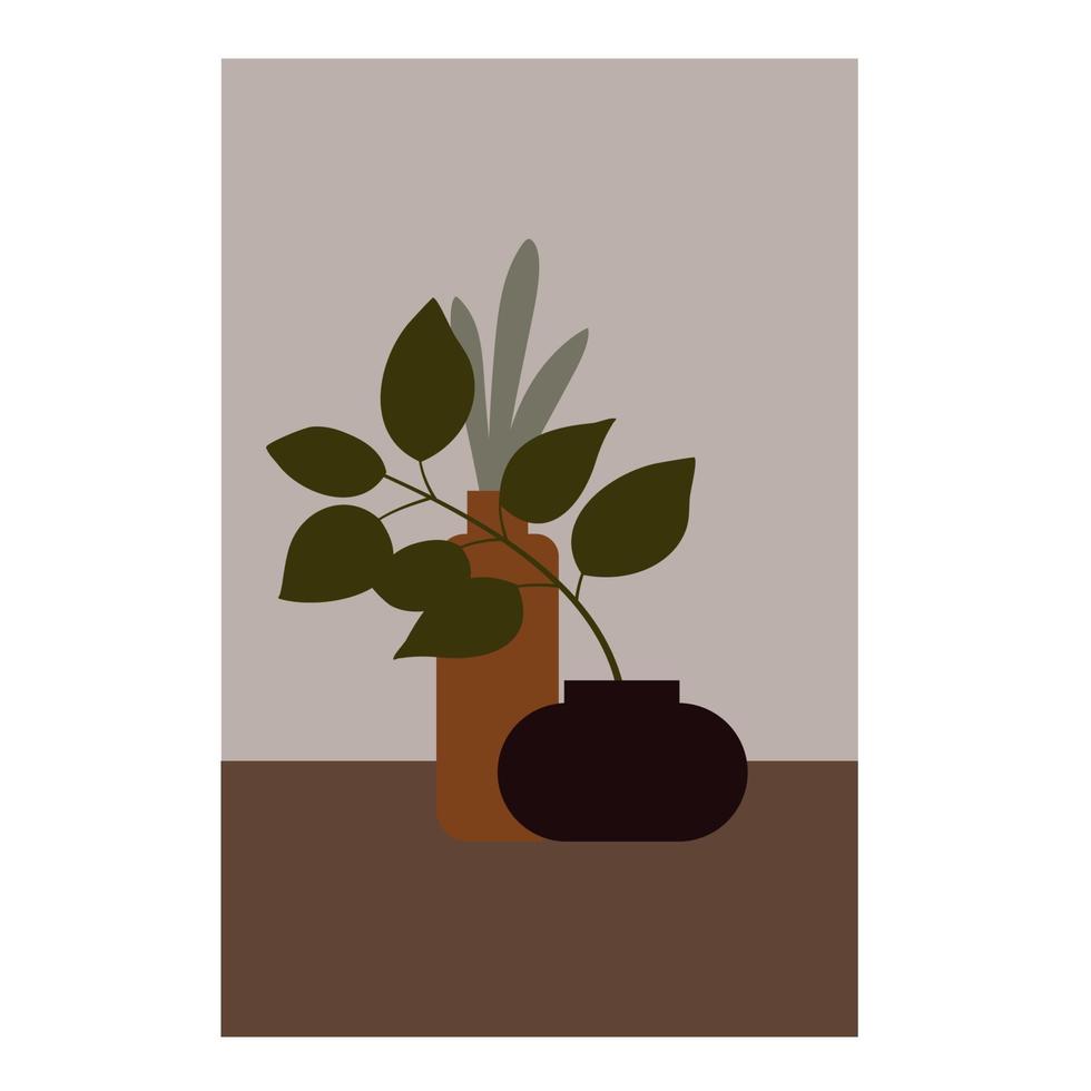 Botanical mid century art style vector