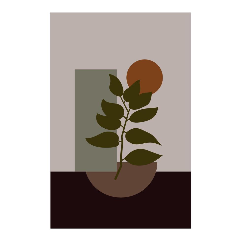 Botanical mid century art style vector