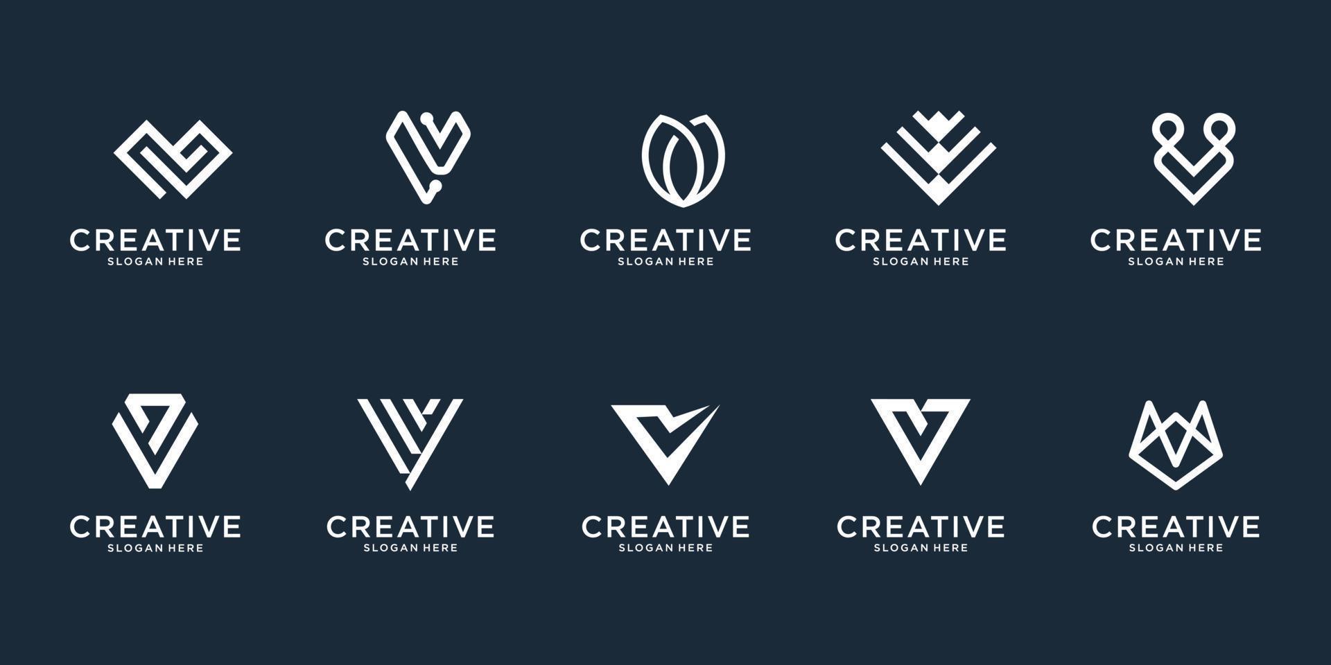 Set of abstract initial letter logo v. icons for business of luxury, elegant, simple. Premium Vector