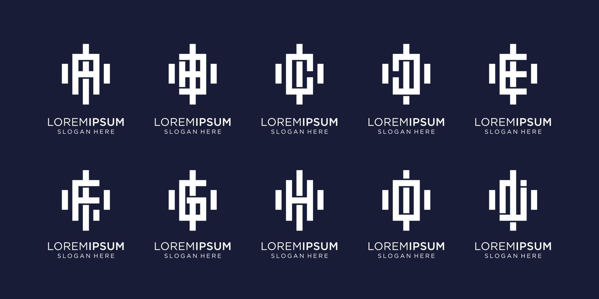 Set of abstract monogram logo design template. icons for business of luxury, elegant, simple. Premium Vector