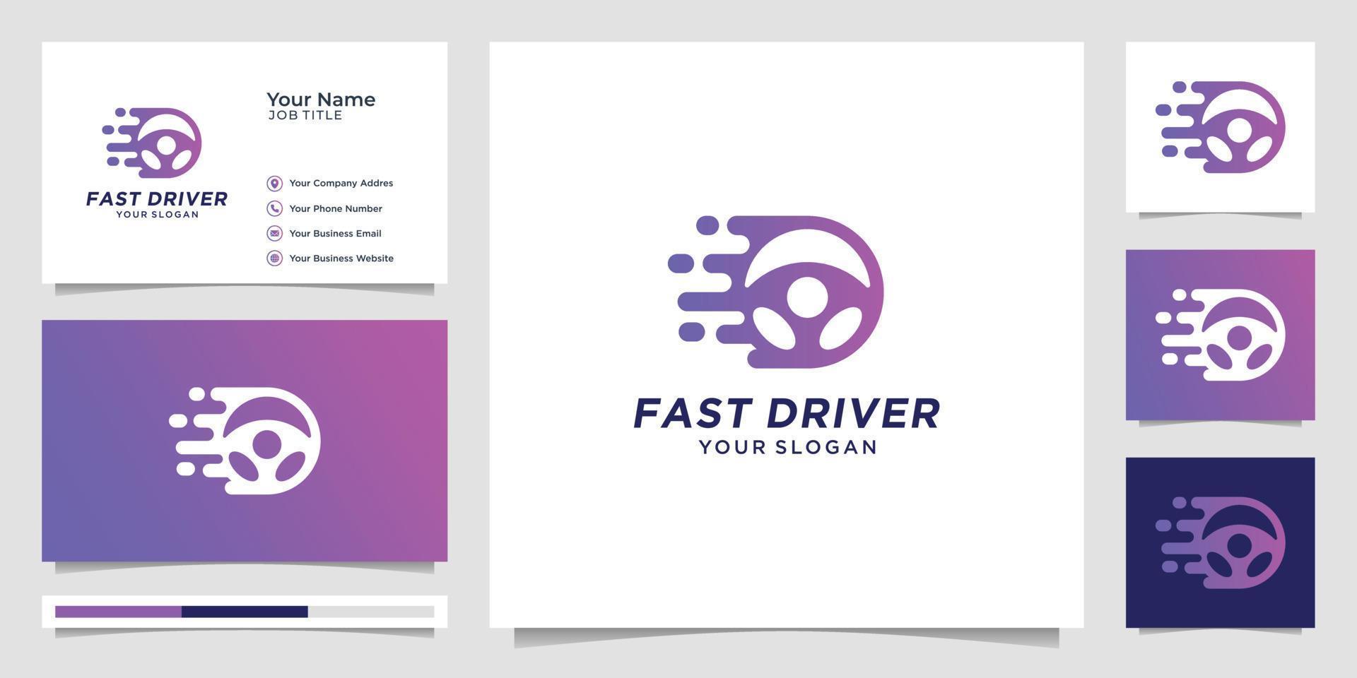 fast driver logo gradient tech.logo and business card. premium vector