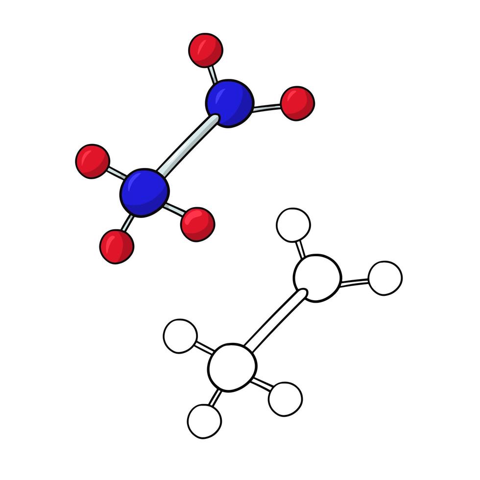 A set of pictures, a simple diagram of the structure of a molecule, a vector illustration in cartoon style on a white background