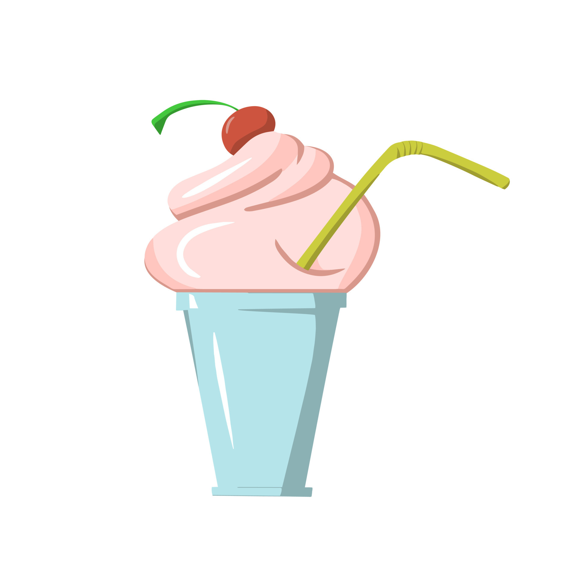 Milkshake with cherries and delicate cream, cold ice cream in a cup, vector  illustration in flat style on a white background 9197882 Vector Art at  Vecteezy