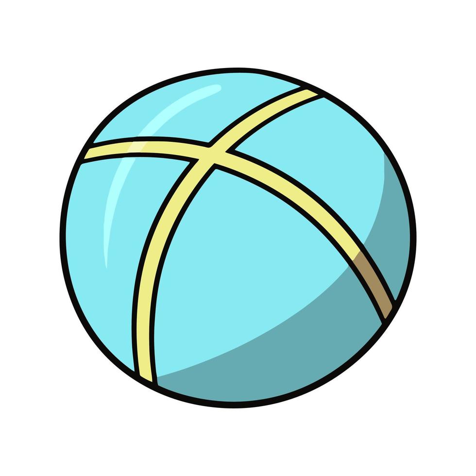 Round rubber ball for playing with children and animals, vector illustration in cartoon style on a white background