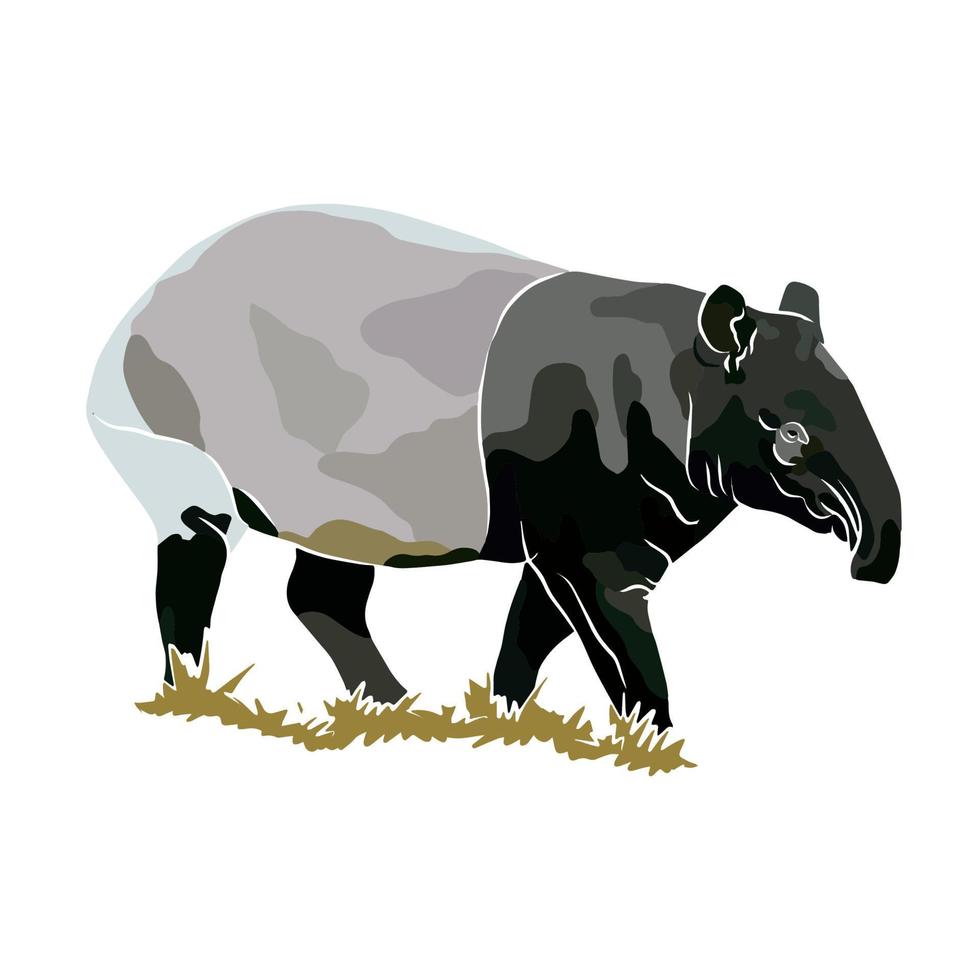 The malayun tapir painting is very beautiful. vector