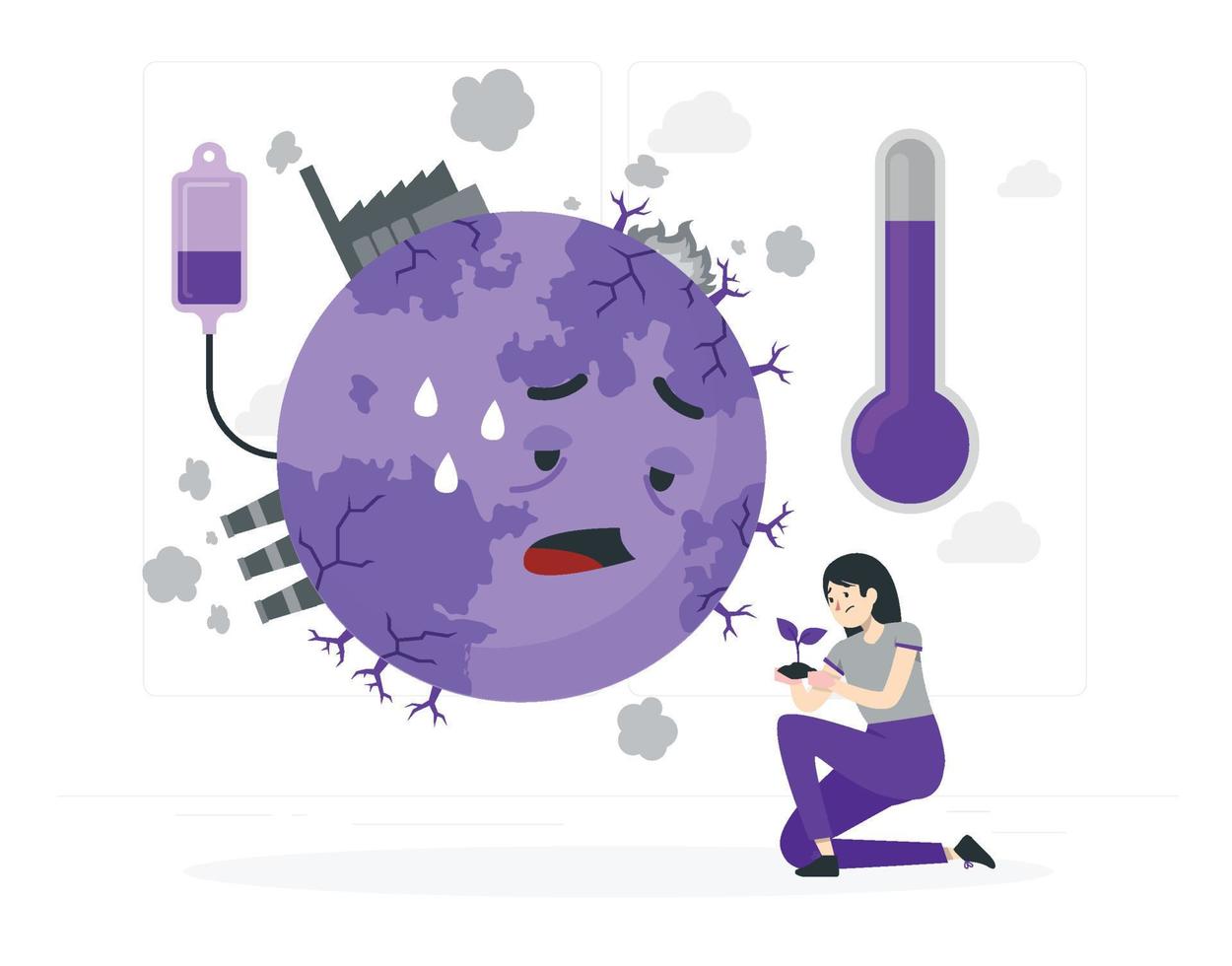 High temperature and hot weather on Earth vector