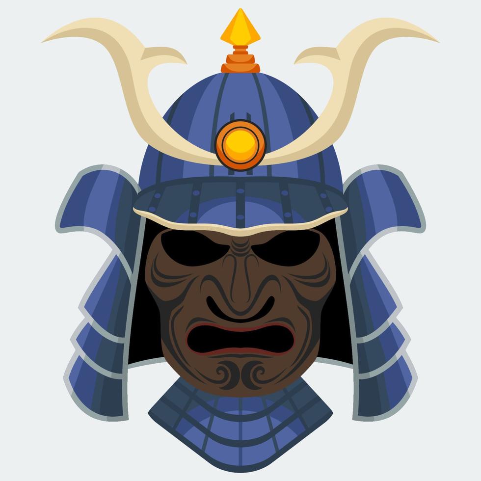 Editable Japanese Samurai Warrior Face Mask Vector Illustration for Tourism Travel and Historical or Cultural Education Related Projects