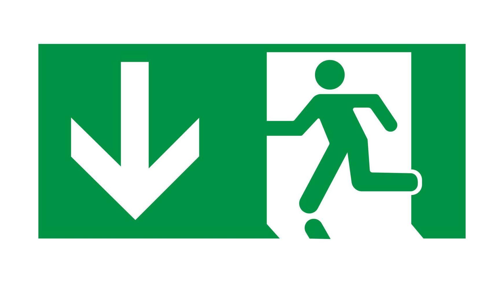 Emergency exit door vector. Direction arrow sign. green color. Safety
