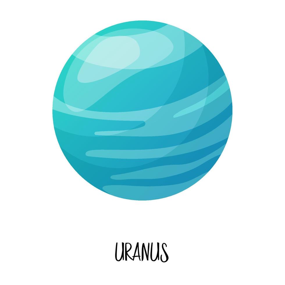 Solar system for kids. Uranus. Learning astronomy for children education. vector