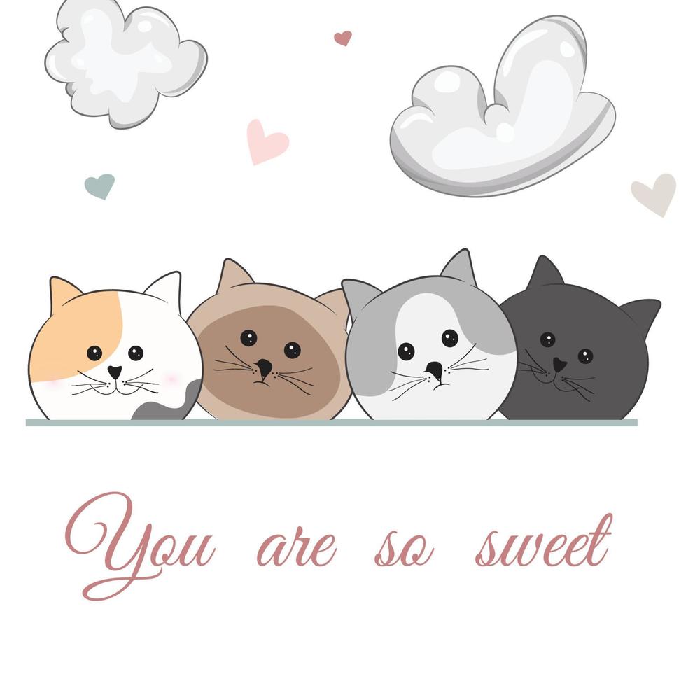 cute cats cartoon background vector