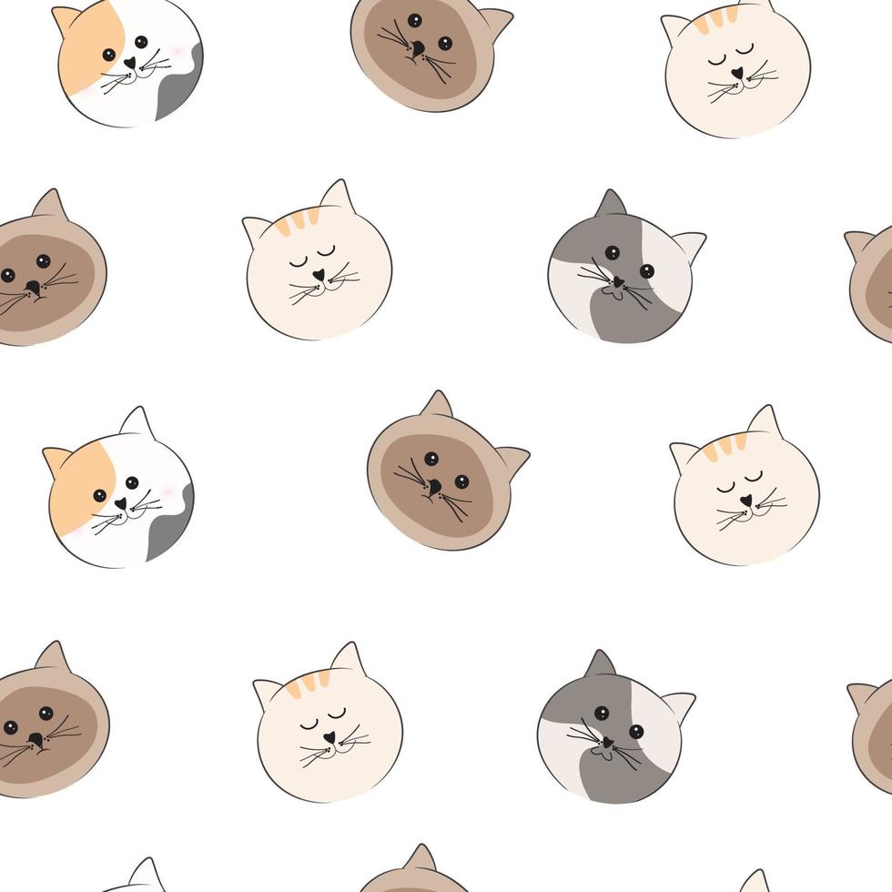 seamless pattern with cute cat cartoon background vector