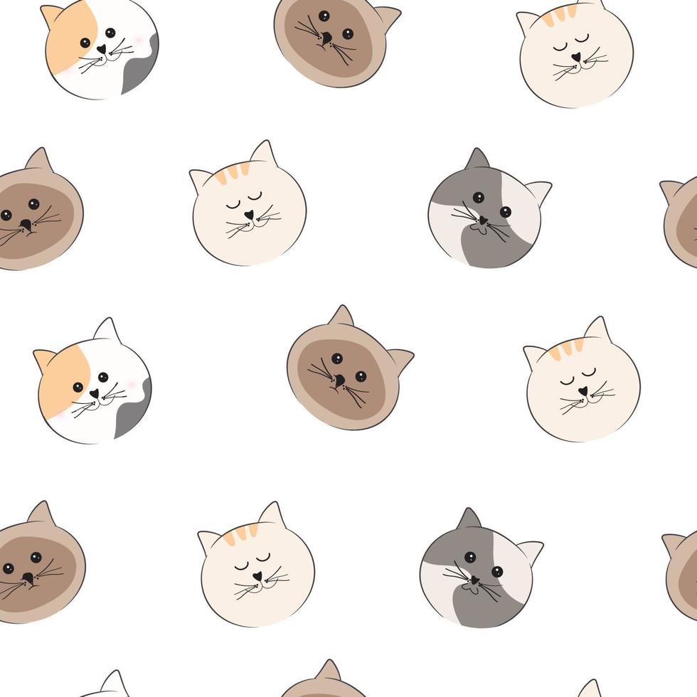 patrón sin costuras con fondo de dibujos animados lindo gato vector