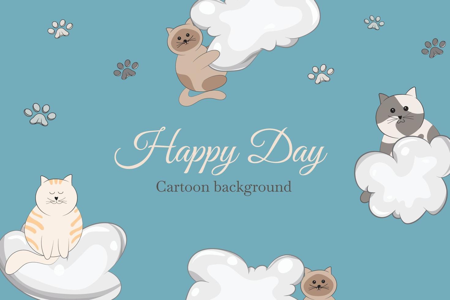 cute cats cartoon template background vector