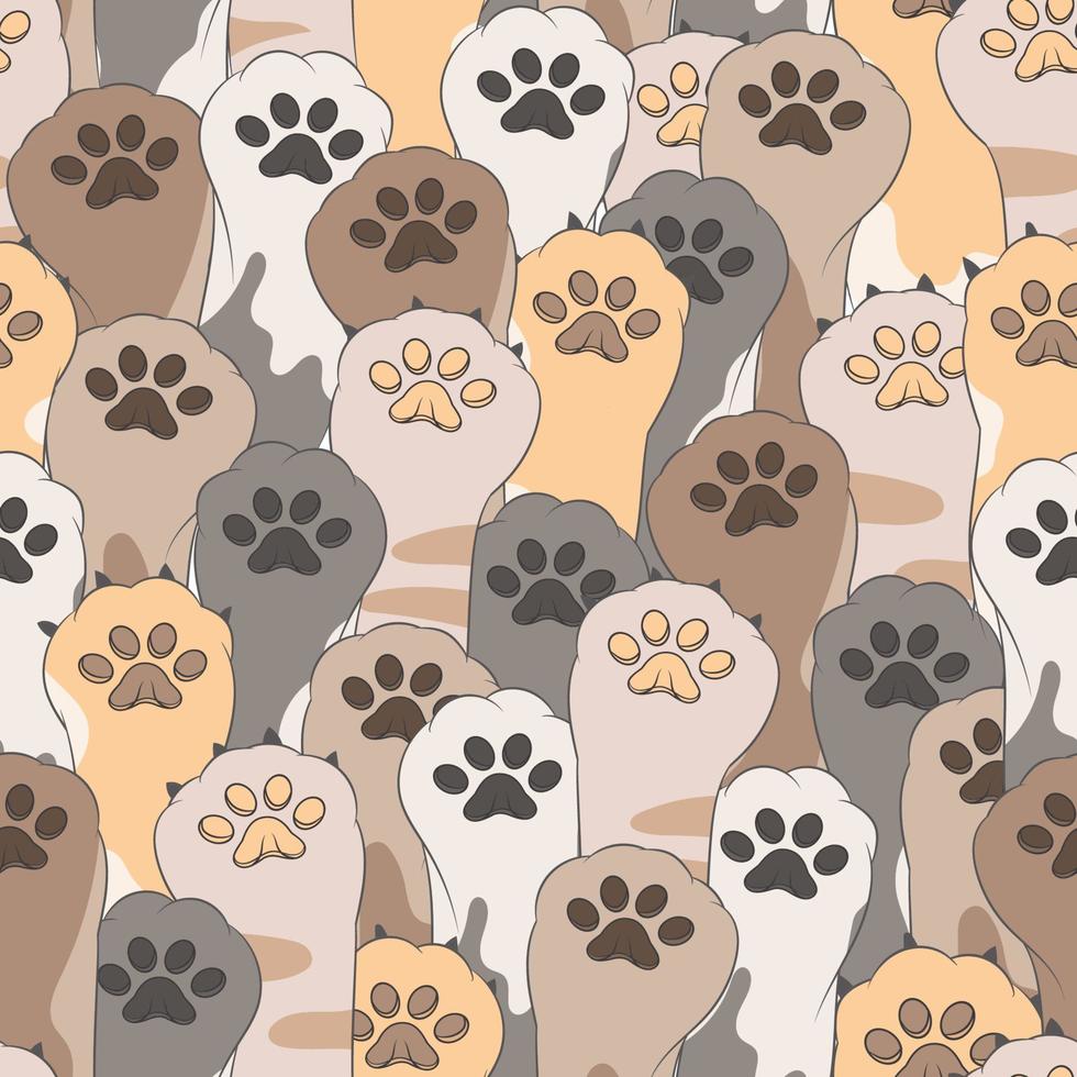 cute cat footprint seamless pattern vector