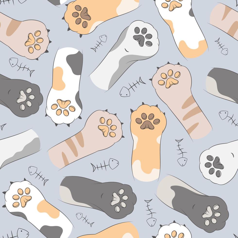 cute cat footprint seamless pattern vector