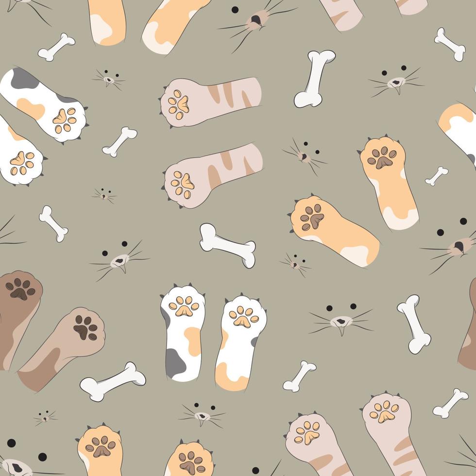 cute cat footprint seamless pattern vector