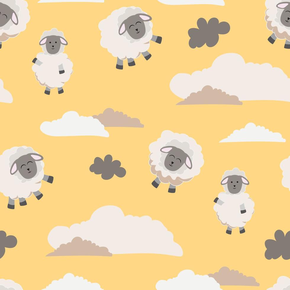 seamless pattern with cute sheep background vector