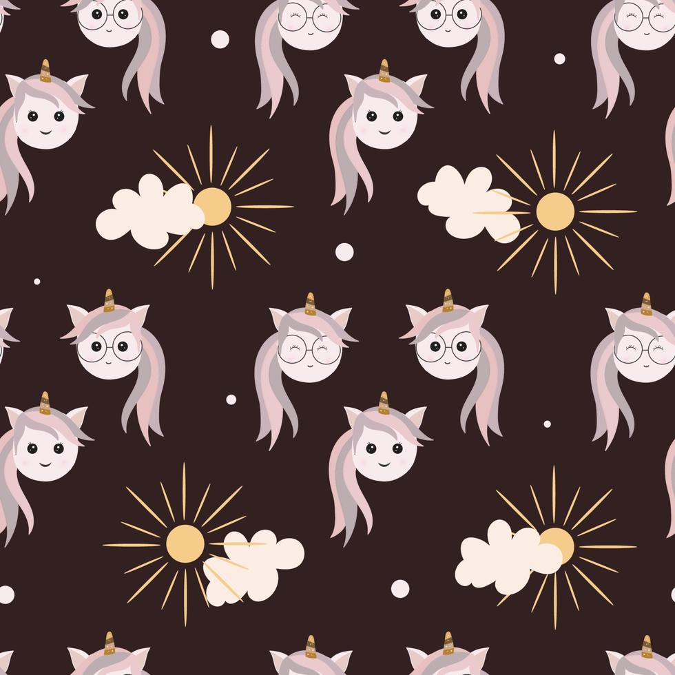 seamless pattern with cute unicorn in pastel color vector