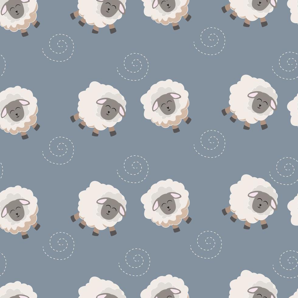 seamless pattern with cute sheep background vector