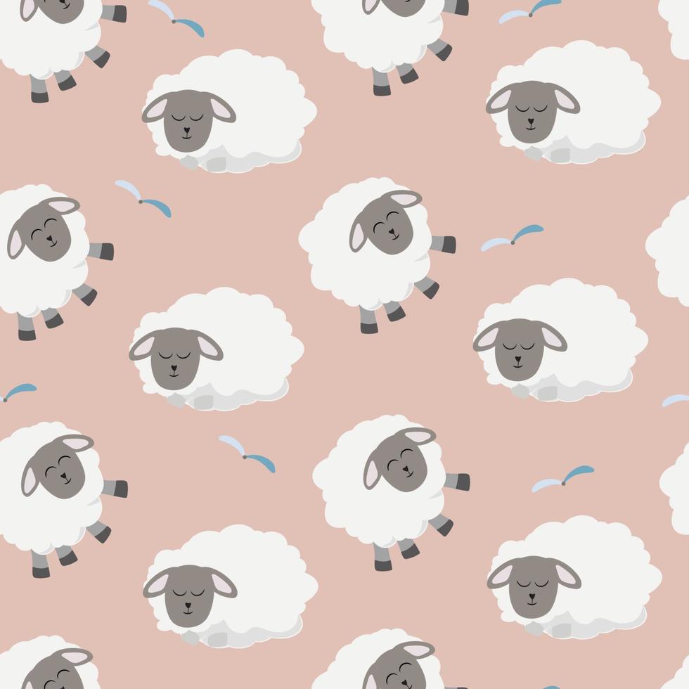 seamless pattern with cute sheep background vector