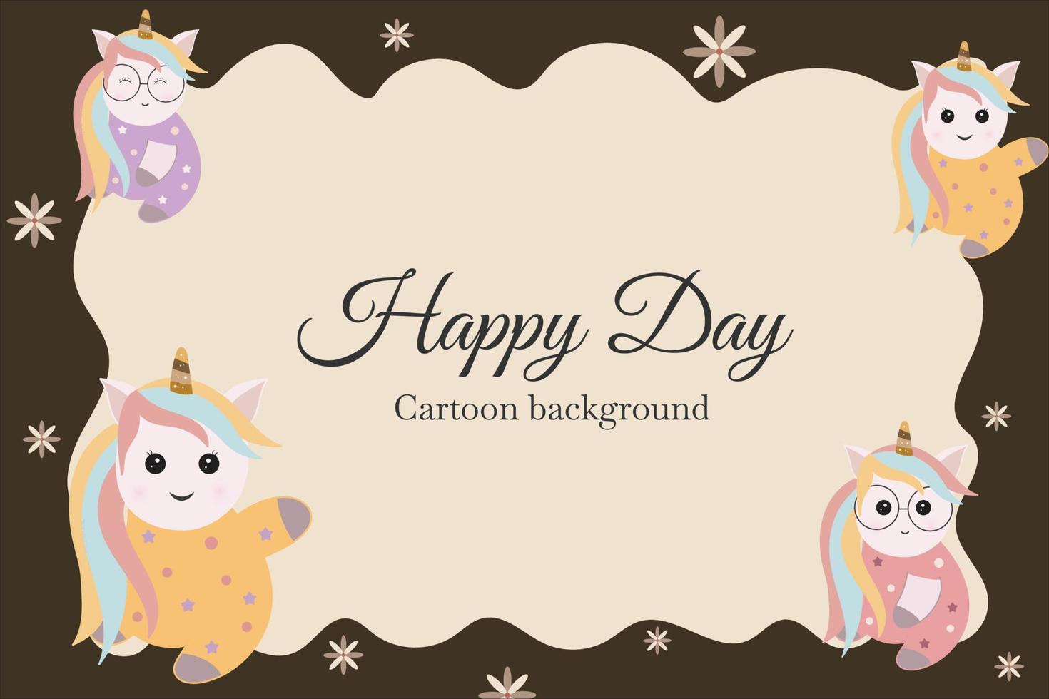 cute kawaii unicorn cartoon template background vector