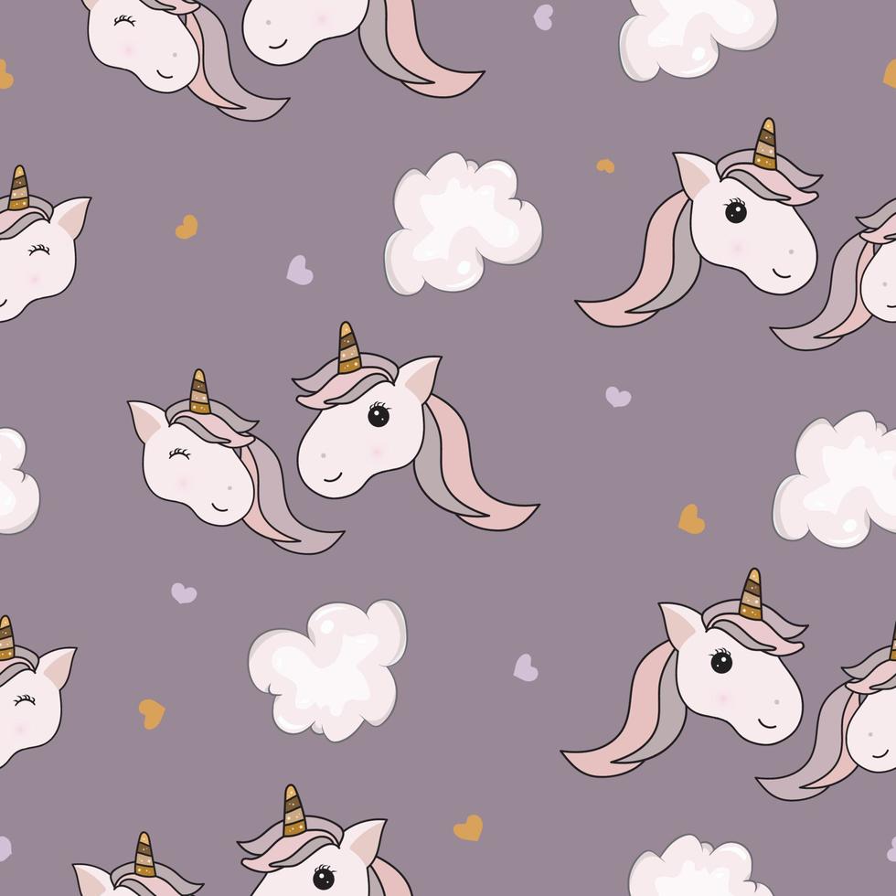 seamless pattern with cute unicorn in pastel color vector