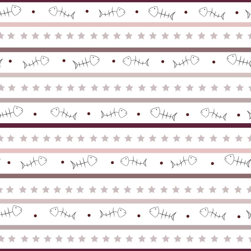 seamless pattern with cute fish bonds cartoon background vector