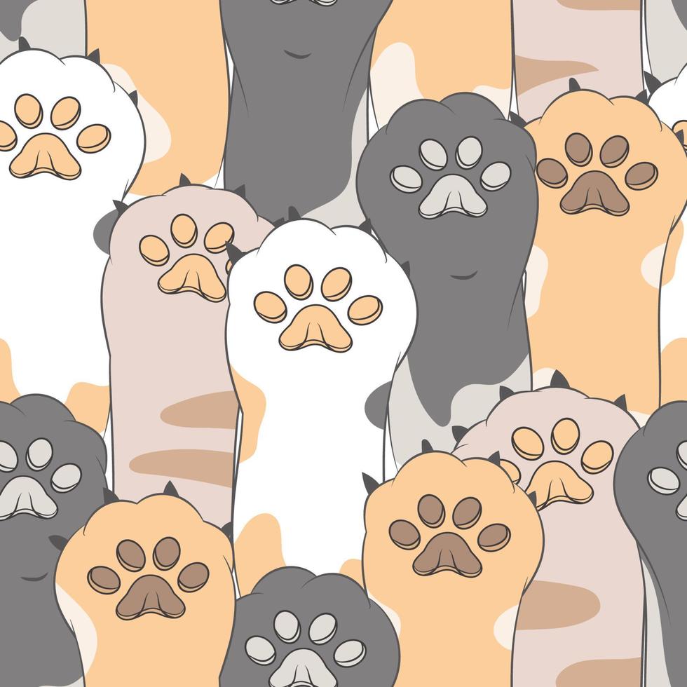 cute cat footprint seamless pattern vector