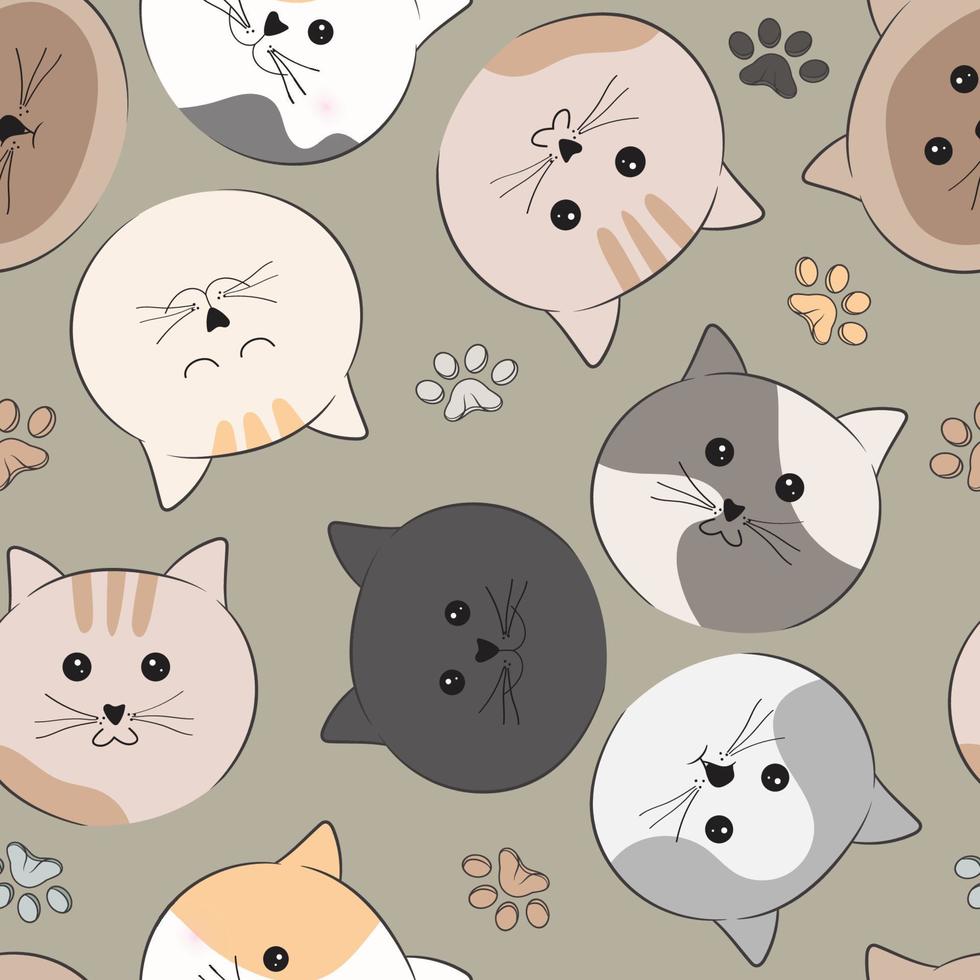 seamless pattern with cute cat cartoon background vector