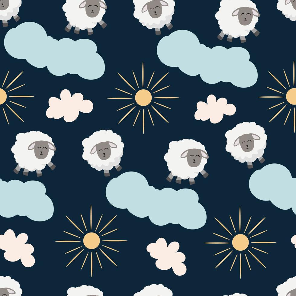 seamless pattern with cute sheep background vector