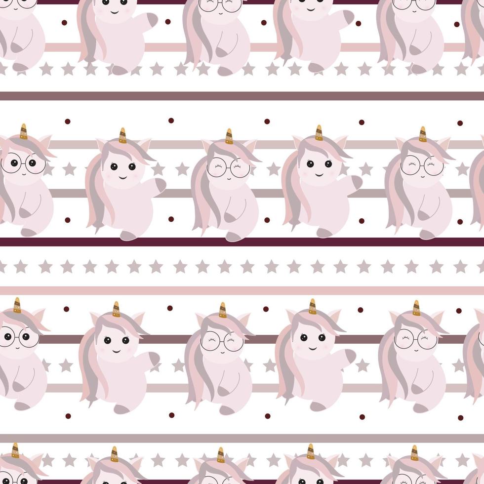 seamless pattern with cute unicorn in pastel color vector