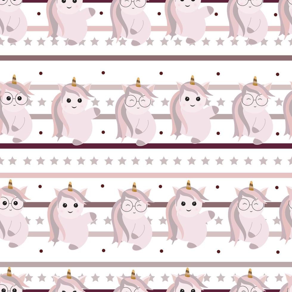 seamless pattern with cute unicorn in pastel color vector