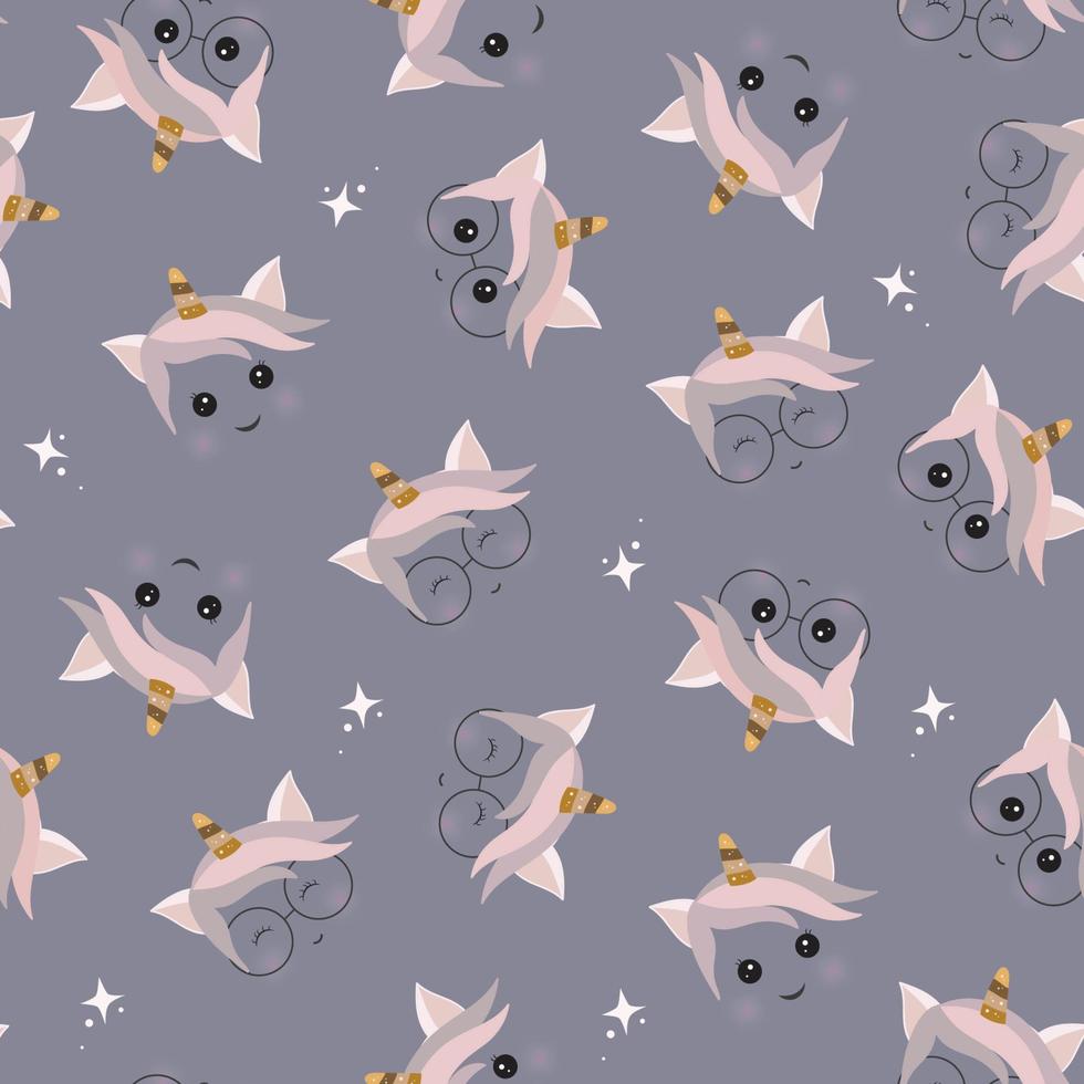 seamless pattern with cute unicorn in pastel color vector