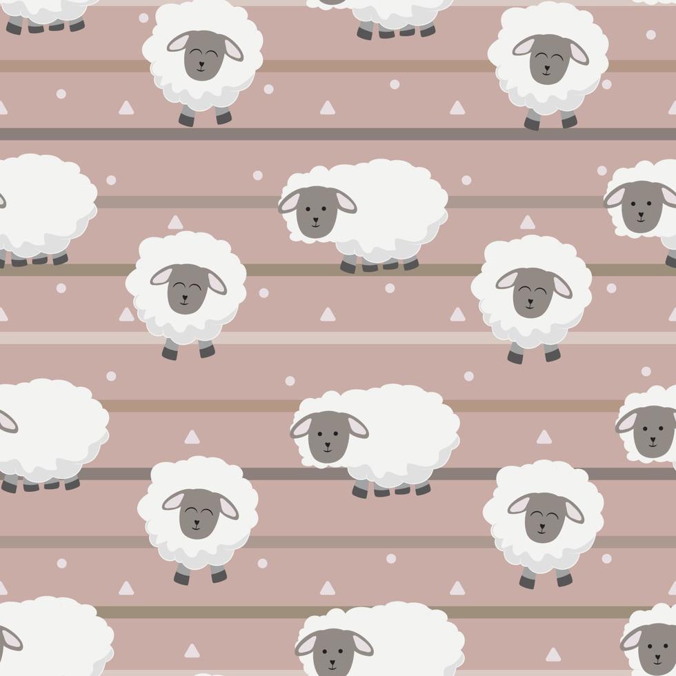 seamless pattern with cute sheep background vector