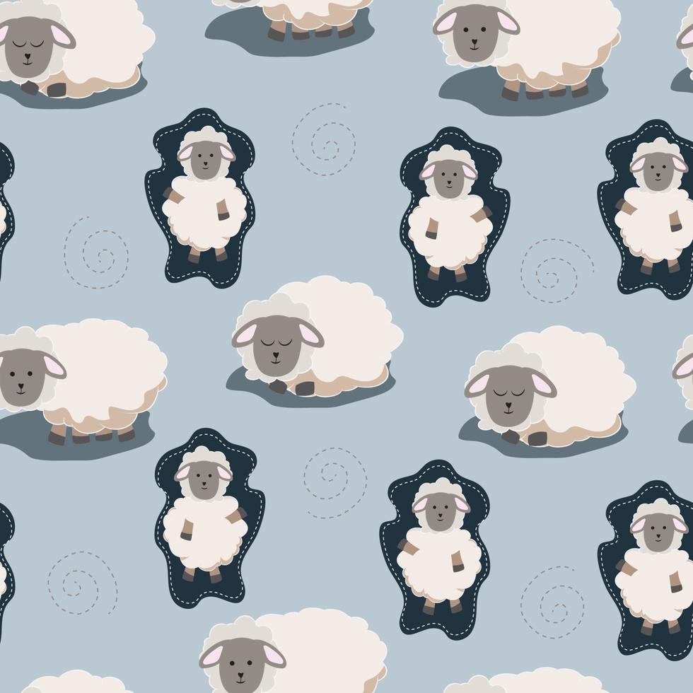 seamless pattern with cute sheep background vector